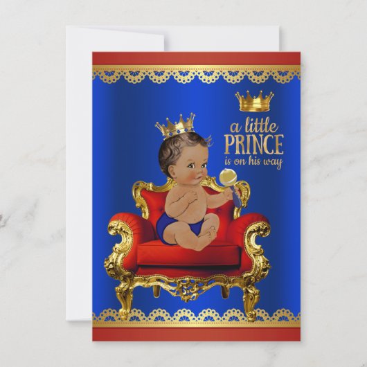 Rood Blauw Gouden Stoel Etnische Prince Boy Baby s Kaart (Voorkant)