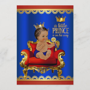 Rood Blauw Gouden Stoel Etnische Prince Boy Baby s Kaart