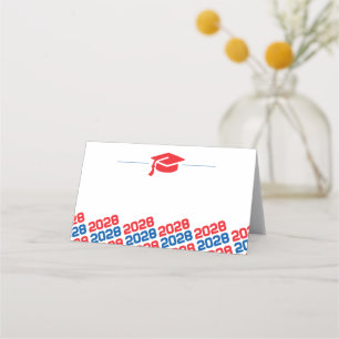 Rood & Blauw Graduatie GLB die Etiket, Voedsel vou Plaatskaartje