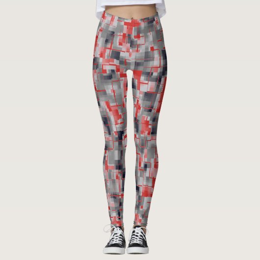 Rood blauw grijs wit leggings (Voorkant)