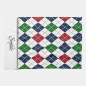Rood Blauw Groen Argyle Gepersonaliseerd Theedoek (Horizontaal)
