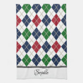 Rood Blauw Groen Argyle Gepersonaliseerd Theedoek (Verticaal)
