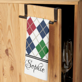 Rood Blauw Groen Argyle Gepersonaliseerd Theedoek