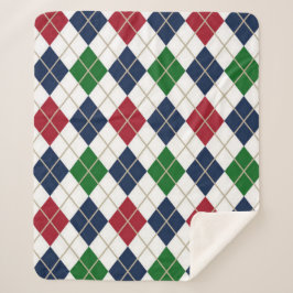 Rood Blauw Groen Argyle Sherpa Deken