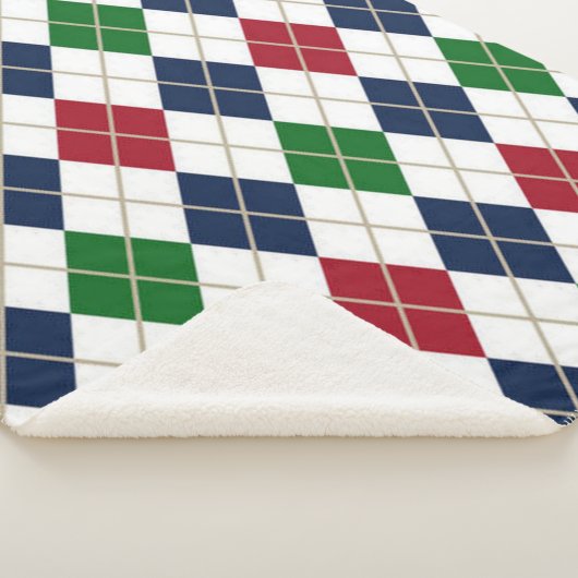 Rood Blauw Groen Argyle Sherpa Deken (3/4)