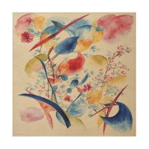 Rood, Blauw, Groen, en Geel Abstract Houten Muurku