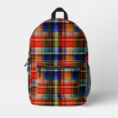 Rood Blauw Groen Geel Geruit Schots Design  Bedrukte Rugzak (Voorkant)