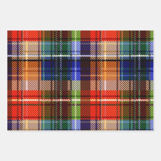Rood Blauw Groen Geel Geruit Schots Design  Inpakpapier Vel (Voorkant)