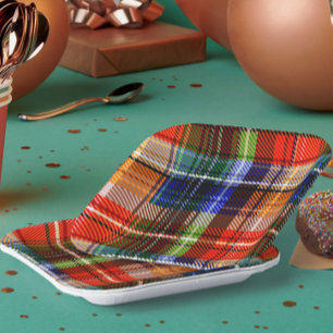 Rood Blauw Groen Geel Geruit Schots Design  Papieren Bordje