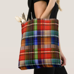 Rood Blauw Groen Geel Schotse Ruit Tartan Design  Tote Bag