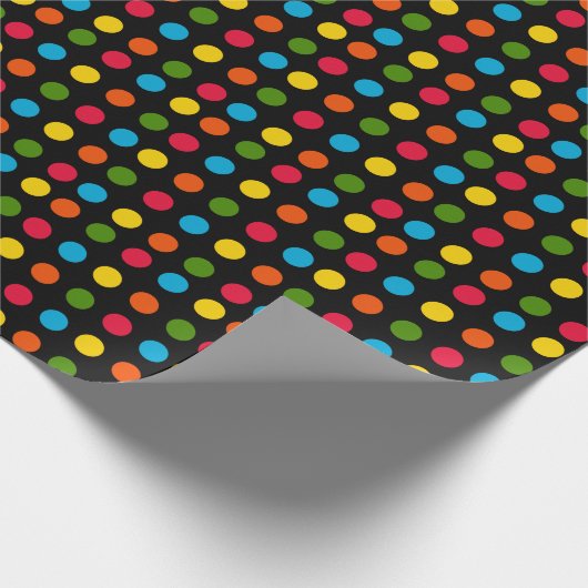 Rood Blauw Groen Geel Sinaasappel Polka Dot | Zwar Cadeaupapier (Hoek)