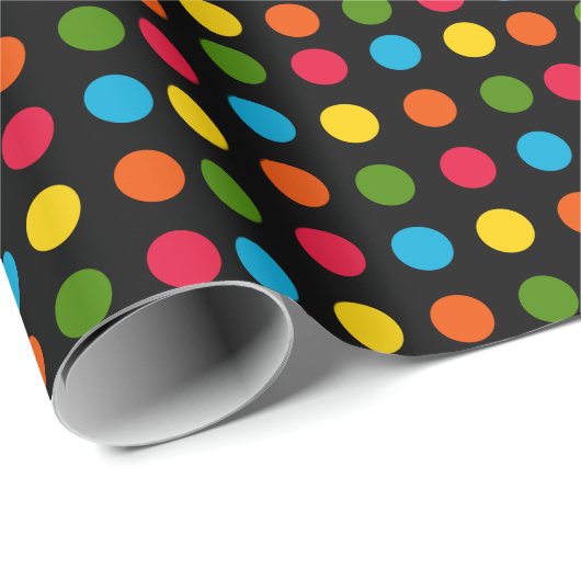 Rood Blauw Groen Geel Sinaasappel Polka Dot | Zwar Cadeaupapier (Rol Hoek)