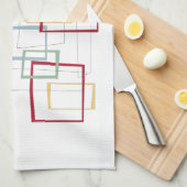 Rood Blauw Groen Geel Vierkantjes Mid-eeuwse Retro Theedoek (Quarter Fold)