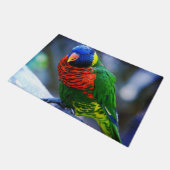 Rood blauw groen geel vogel close-up foto modern deurmat (Schuin)