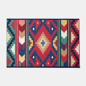 Rood Blauw Groen Geel Wit Oosters Kilim Tapijt Deurmat (Voorkant)
