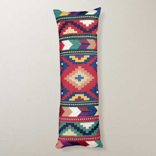 Rood Blauw Groen Geel Wit Oosters Kilim Tapijt Lichaamskussen (Achterkant (Verticaal))