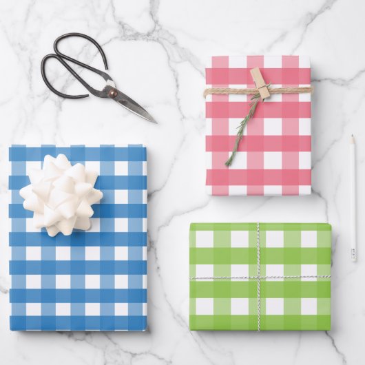 Rood blauw groen Gingham Gift Wrap Bladen Inpakpapier Vel (Voorkant)