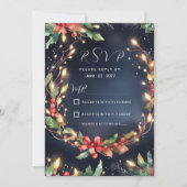 Rood blauw groen kerstbloemenkrans RSVP Kaart (Voorkant)