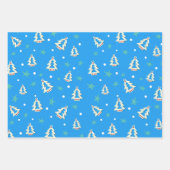 Rood Blauw Groen Kerstboom Sterren Patroon Inpakpapier Vel (Voorkant 3)