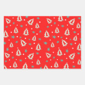 Rood Blauw Groen Kerstboom Sterren Patroon Inpakpapier Vel (Voorkant)