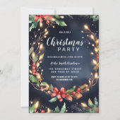 Rood blauw groen kerstfeest bloemenkrans kaart (Voorkant)