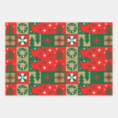 Rood Blauw Groen Roze Bruin Kerstmispatroon Inpakpapier Vel (Voorkant 2)