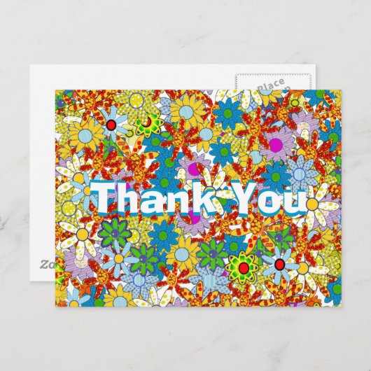 Rood Blauw Groen Roze Paarse Bloemen Dank u Briefkaart (Voorkant / Achterkant)