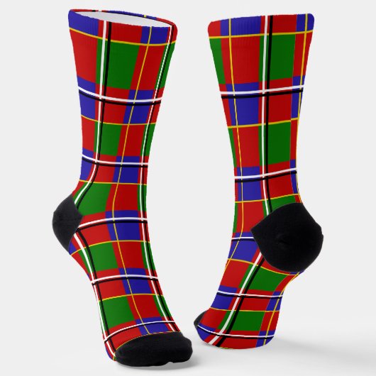 Rood Blauw Groen Tartan Geruit Sokken (Gebogen)