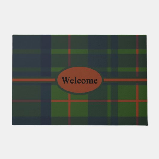 Rood Blauw Groen Tartan Plaid Schots Plaid Doorma Deurmat (Voorkant)