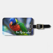 Rood Blauw Groen Vogel Leven in Kleur Quote Bagagelabel (Voorkant horizontaal)