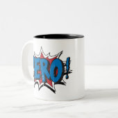 Rood & Blauw  Hero Graphic Super Heroes CLI Tweekleurige Koffiemok (Voorkant links)