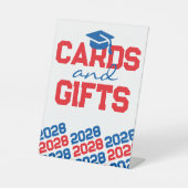 Rood & Blauw Kaarten & Geschenken Afstuderen Tafel Reclamebord Met Voetstuk (Voorkant)