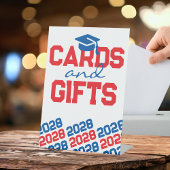 Rood & Blauw Kaarten & Geschenken Afstuderen Tafel Reclamebord Met Voetstuk