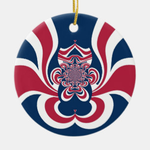 Rood Blauw Kaleidoscoop Art Print Keramisch Ornament
