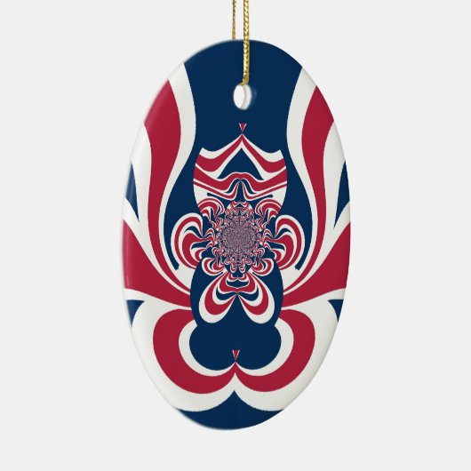 Rood Blauw Kaleidoscoop Art Print Keramisch Ornament (Rechts)