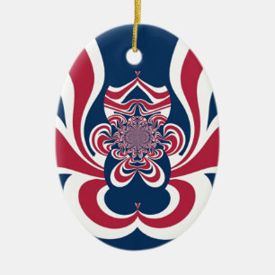 Rood Blauw Kaleidoscoop Art Print Keramisch Ornament