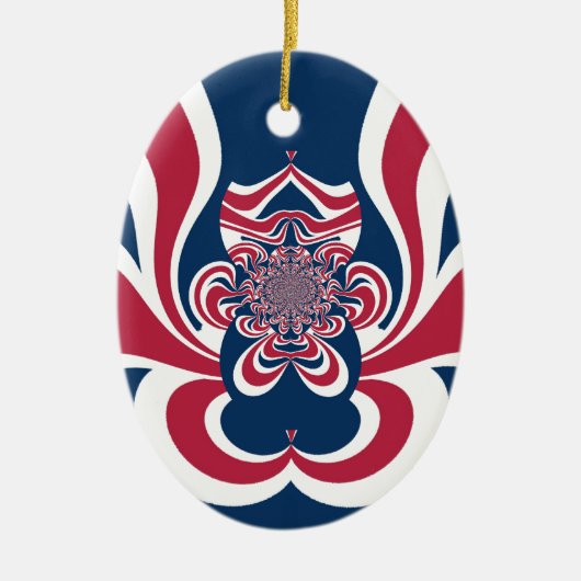 Rood Blauw Kaleidoscoop Art Print Keramisch Ornament (Voorkant)