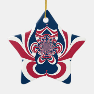 Rood Blauw Kaleidoscoop Art Print Keramisch Ornament