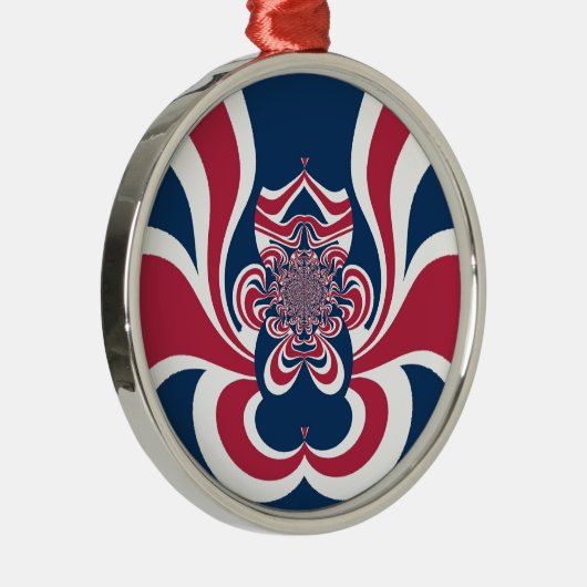 Rood Blauw Kaleidoscoop Art Print Metalen Ornament (Rechts)