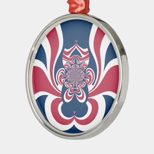 Rood Blauw Kaleidoscoop Art Print Metalen Ornament (Links)