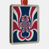 Rood Blauw Kaleidoscoop Art Print Metalen Ornament (Rechts)