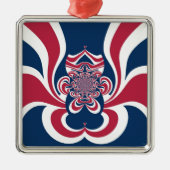 Rood Blauw Kaleidoscoop Art Print Metalen Ornament (Voorkant)