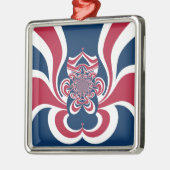 Rood Blauw Kaleidoscoop Art Print Metalen Ornament (Links)