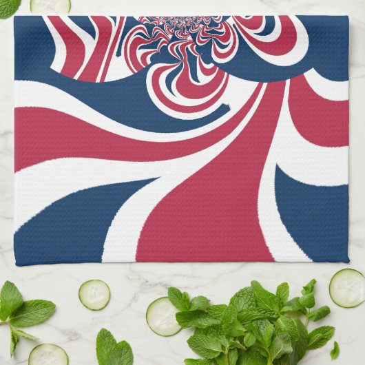 Rood Blauw Kaleidoscoop Art Print Theedoek (Gevouwen)