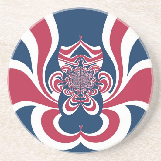 Rood Blauw Kaleidoscoop Art Print Zandsteen Onderzetter (Voorkant)