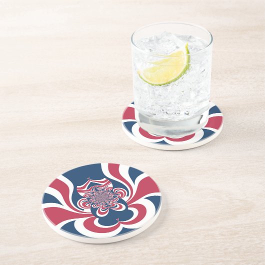 Rood Blauw Kaleidoscoop Art Print Zandsteen Onderzetter (Zijkant)