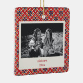 Rood Blauw Kerst Foto Zusters Keramisch Ornament (Rechts)