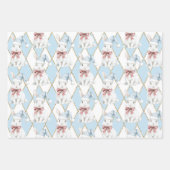 Rood Blauw Kerst Magie Kerstman Konijn Haas Inpakpapier Vel (Voorkant)