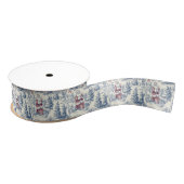 Rood & Blauw Kerstman Toile Grosgrain Lint (Spoel)