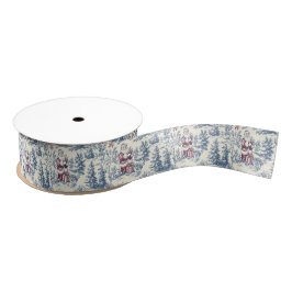 Rood & Blauw Kerstman Toile Grosgrain Lint
